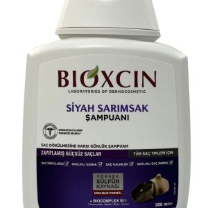 شامپو بدون سولفات ضد ریزش قوی بیوکسین با عصاره سیرسیاه مناسب انواع مو حجم ۳۰۰میلی BIOXCIN
