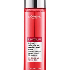 تونر لایه بردار روشن کننده و ضد لک حاوی گلیکولیک اسید ۵٪ لورال ۱۸۰LOREAL میلی