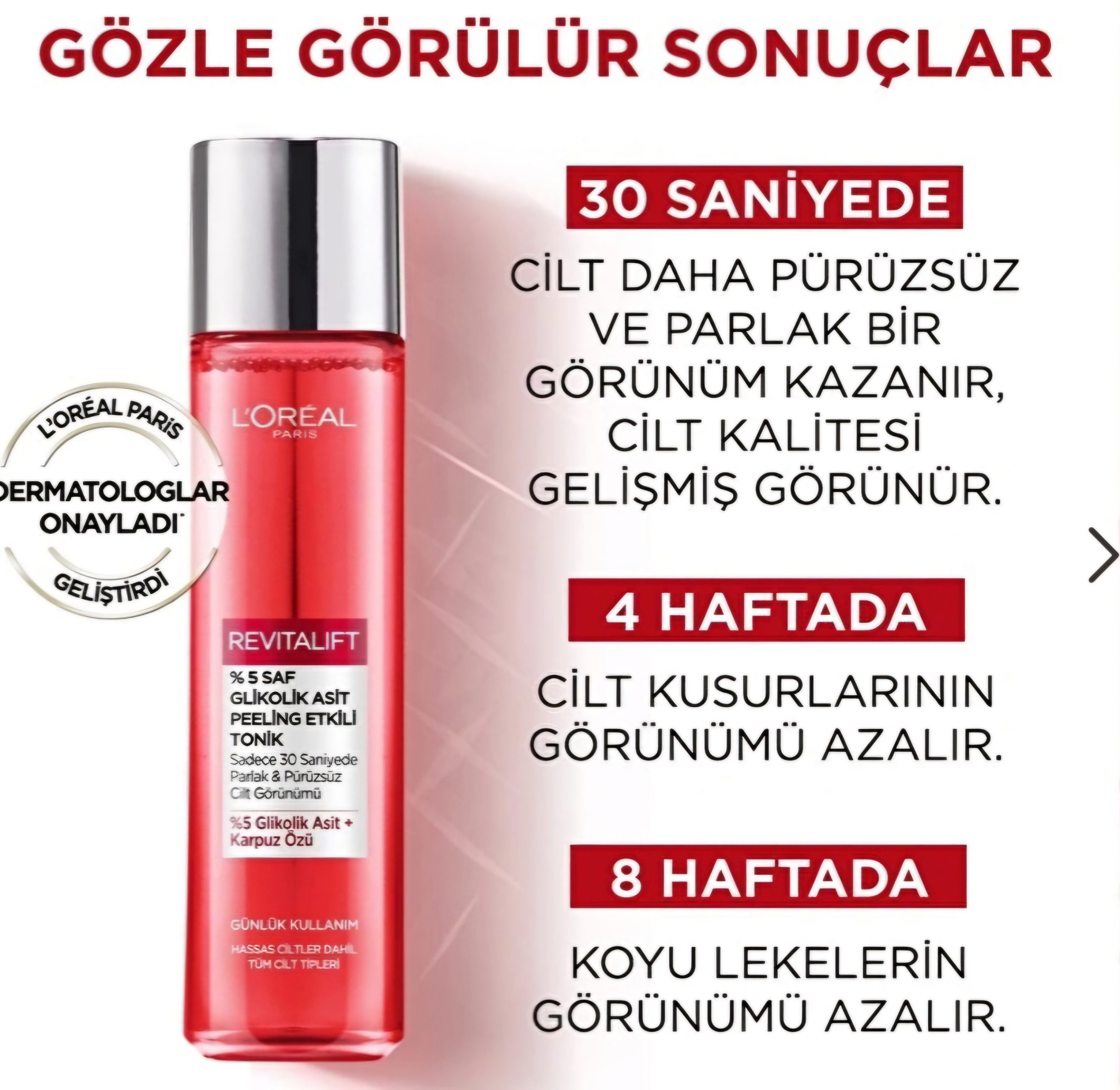 تونر لایه بردار روشن کننده و ضد لک حاوی گلیکولیک اسید ۵٪ لورال ۱۸۰LOREAL میلی - Image 2